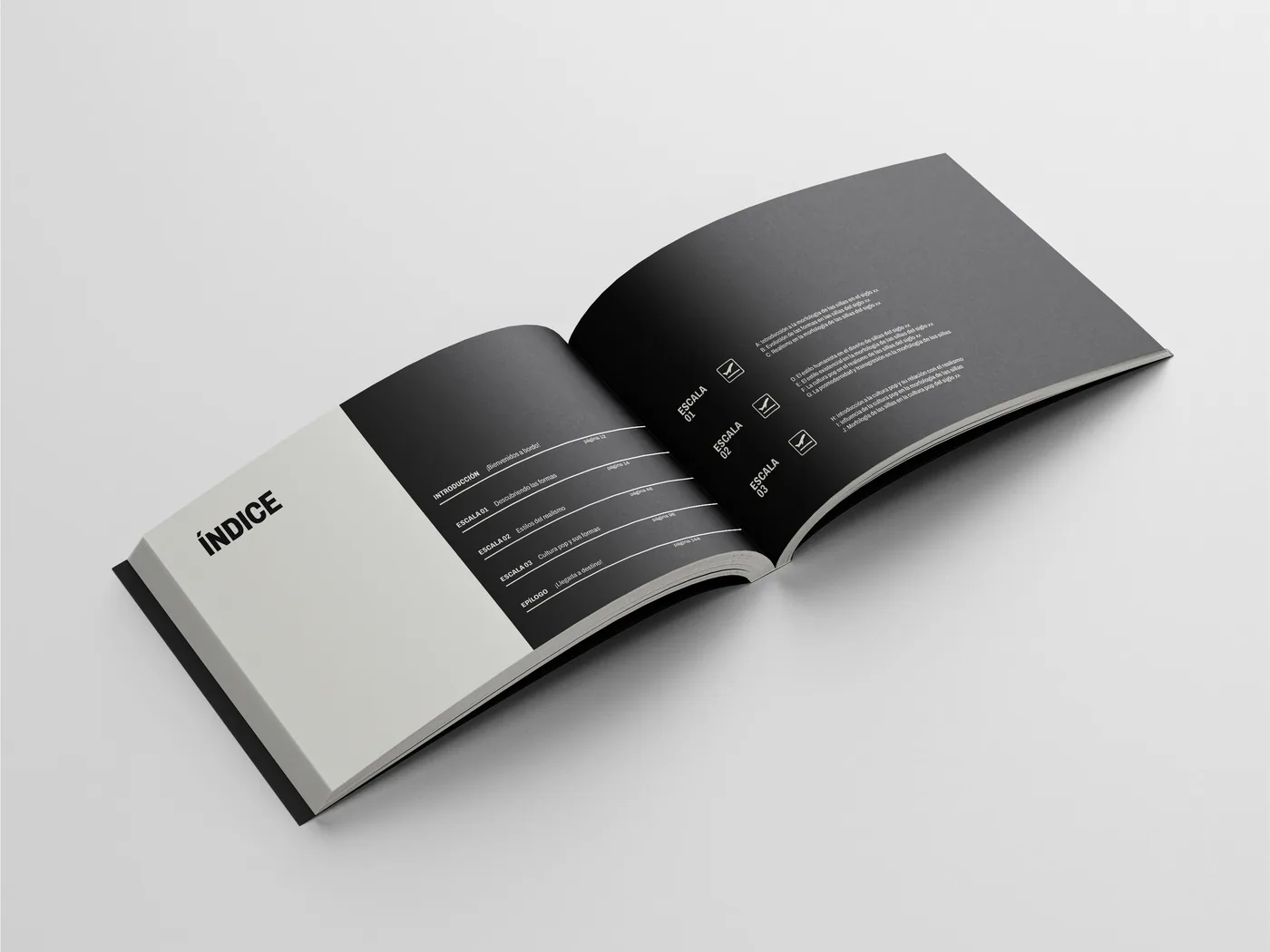 Interior — índice del libro