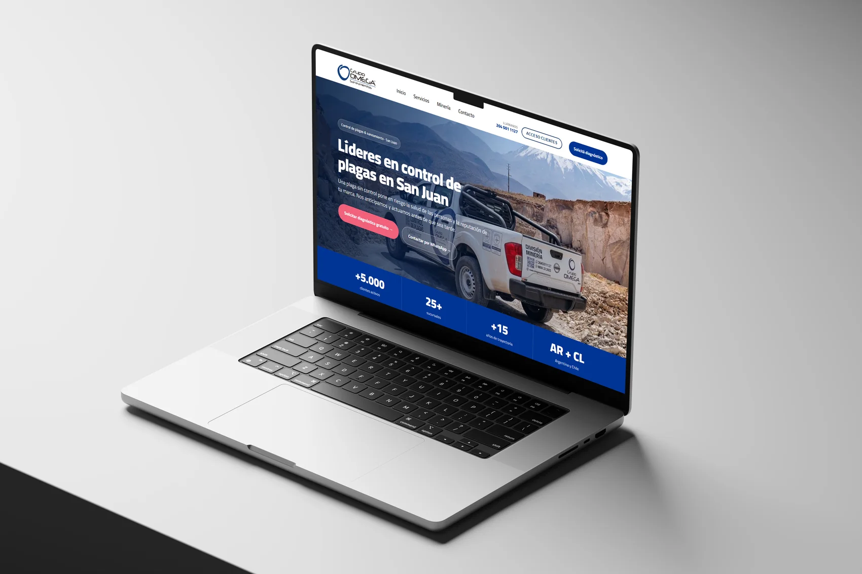 Grupo Omega San Juan — mockup del sitio