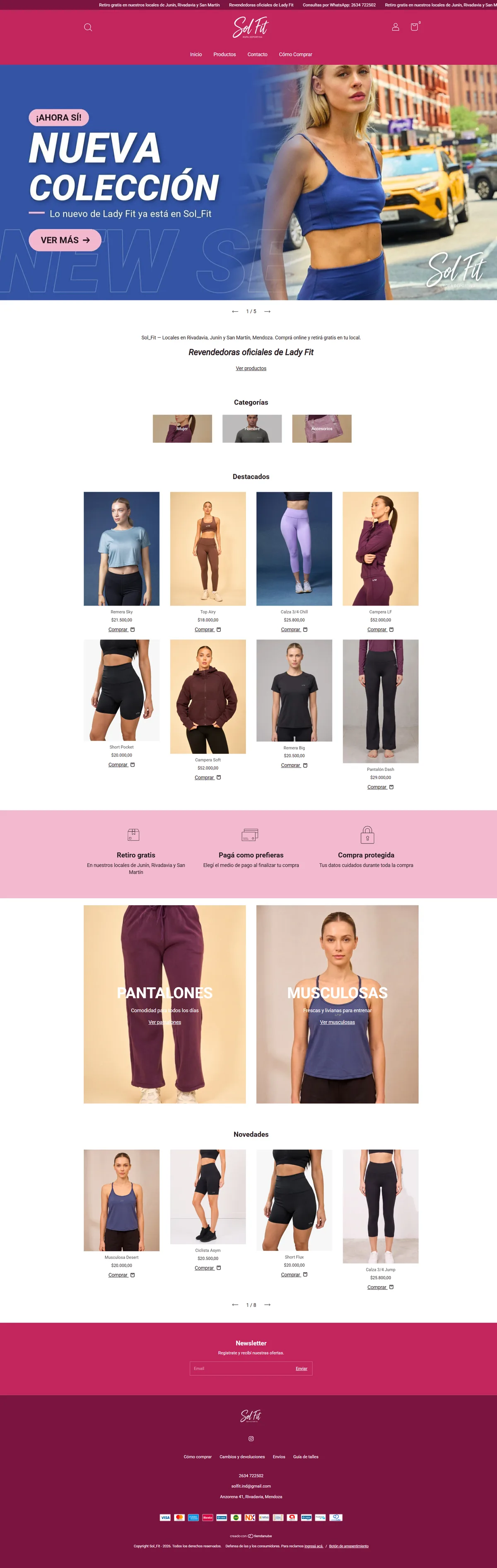 Tienda online de Sol Fit — recorrido del inicio